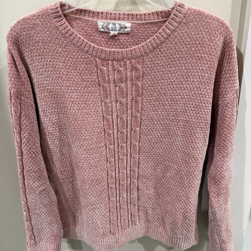 Pink Rose Crewneck Sweater